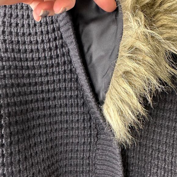 Sm Juicy Couture Vintage Y2K Black Lambswool Cardigan Sweater Faux Fur Collar - Picture 6 of 8